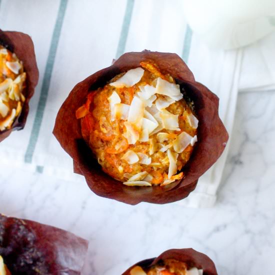 Coconut Carrot Cake Power Muffins - Recipe photo by yestoyolks
