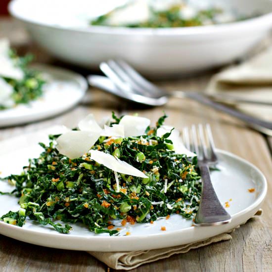 Kale Caesar Salad - Recipe photo by PinchandSwirl