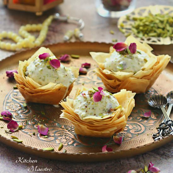 Arabic ice-cream in Baklava cups - Recipe photo by Kitchen Maestro