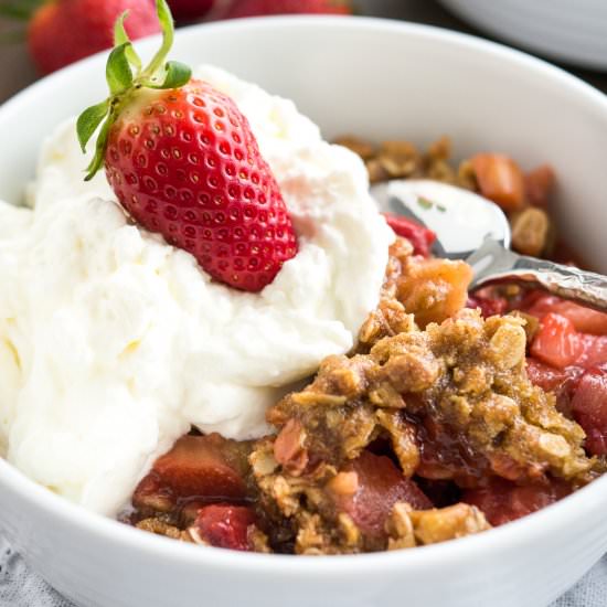 Strawberry Rhubarb Crisp - Recipe photo by platedcravings