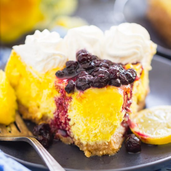 Lemon Blueberry Cheesecake - Recipe photo by thegoldlininggirl