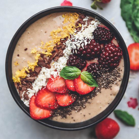 Strawberry Basil Smoothie Bowl - Recipe photo by feast_and_fable