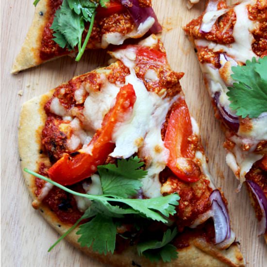 Chicken Tandoori Naan Bread Pizza - Recipe photo by SlowThe CookDown