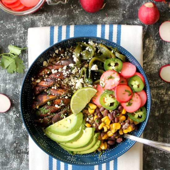 Portobello Poblano Grain Bowls - Recipe photo by thekitchenprep