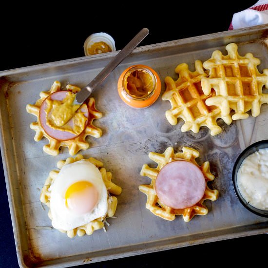 Croque Madame Waffle Sandwich - Recipe photo by misshangrypants