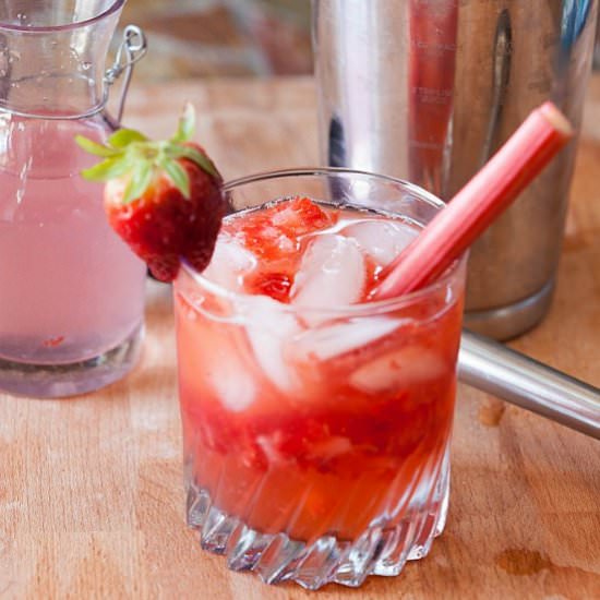 Strawberry Rhubarb Gin Cocktail - Recipe photo by Food Done Light