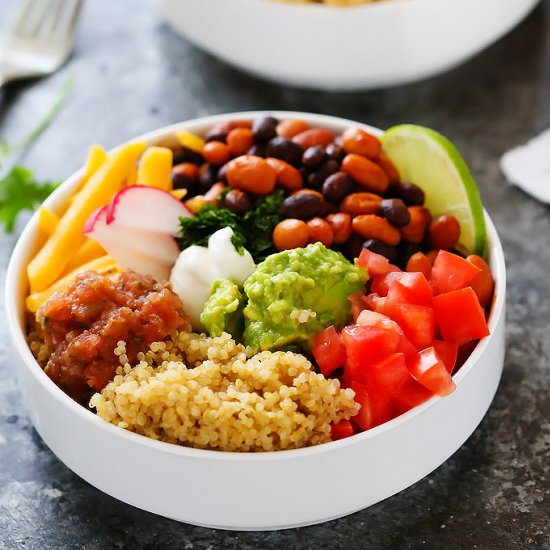 Quinoa Taco Bowls with Guacamole - Recipe photo by platingsandpairings
