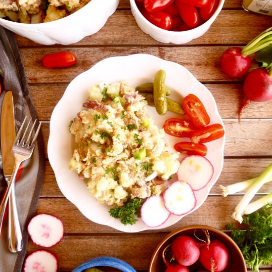 French Potato And Tuna Salad - Recipe photo by perchancetocook.com