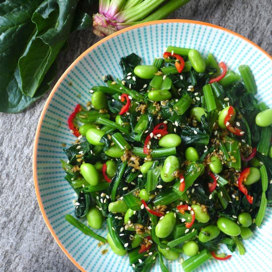 Spinach and Soybean Salad - Recipe photo by Red House Spice