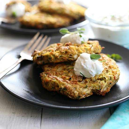 Paleo Zucchini Fritters - Recipe photo by Delightful Mom Food