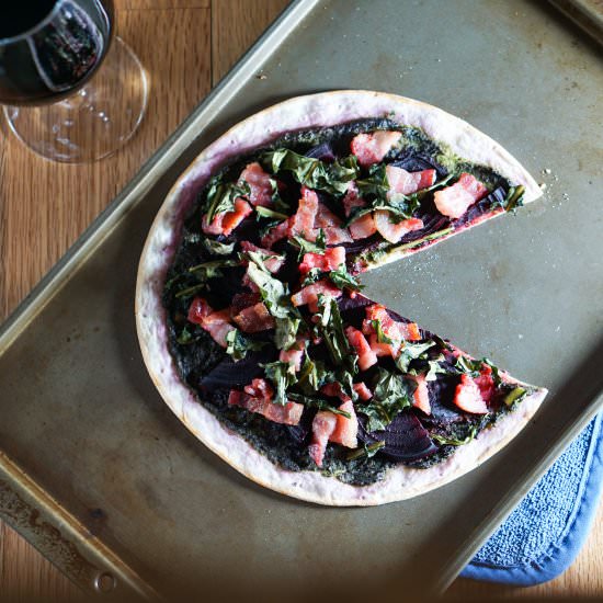 Beet and Dandelion Flatbread - Recipe photo by Eat Your Way Clean