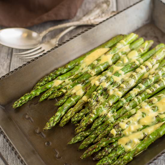 Asparagus with Maple Mustard Sauce - Recipe photo by muttandchops