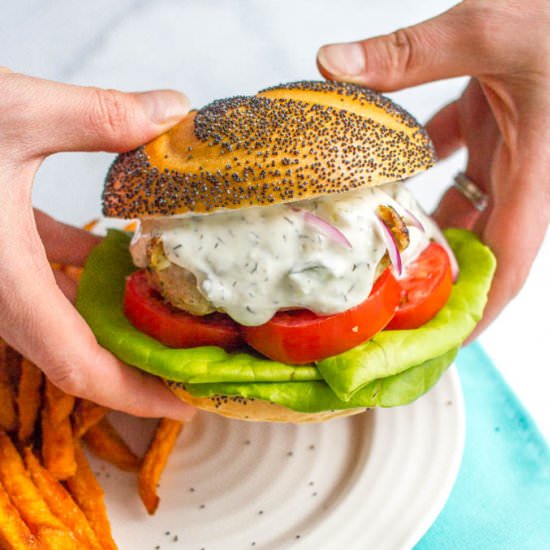 Greek Turkey Burgers with taztziki - Recipe photo by Family Food on the Table