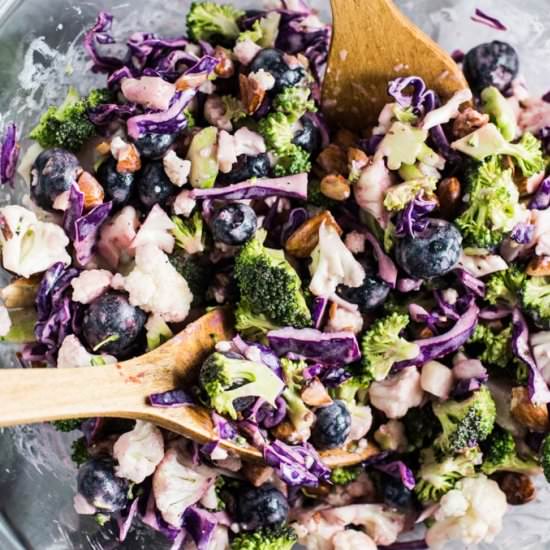 Broccoli Cauli Blueberry Coleslaw - Recipe photo by The Endless Meal