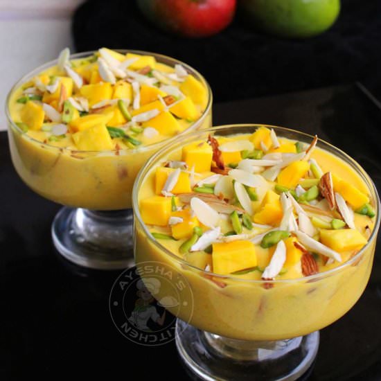 Mango dessert recipes – mango phirn - Recipe photo by Ayeshas Kitchen