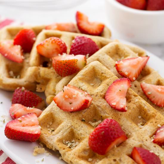 Easy Vegan Strawberry Waffles - Recipe photo by servingrealness