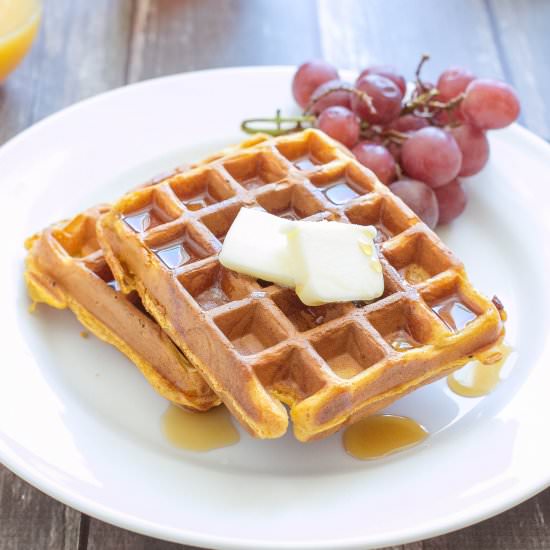 Pumpkin Waffles - Recipe photo by livingwellspendingless