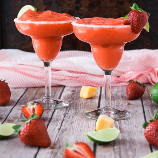 Frozen Strawberry Mango Margarita - Recipe photo by Girl Heart Food