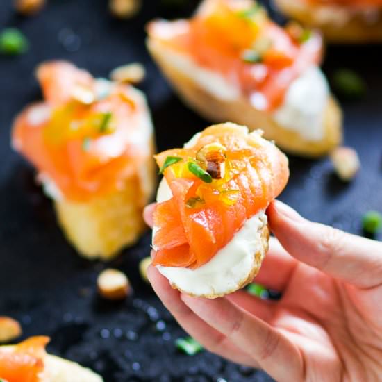 Smoked Salmon Montadito - Recipe photo by Spice the Plate