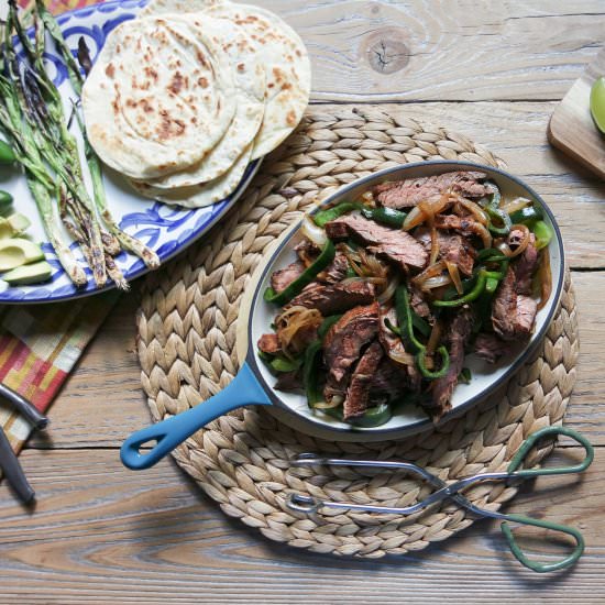 Grilled Michelada Skirt Steak Fajitas - Recipe photo by Jess Pryles