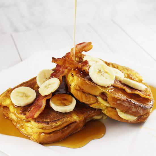 Peanut Butter, Banana, and Bacon French Toast - Recipe photo by Savvy in the Kitchen