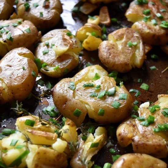 Smashed Fingerling Yellow Potatoes - Recipe photo by shelovesbiscotti