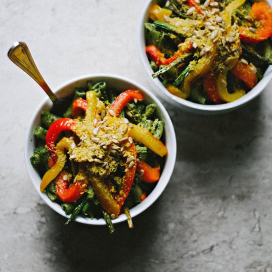 Vegan Pesto Pasta - Recipe photo by spice and sprout