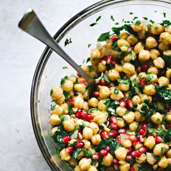 Chickpea & Pomegranate Salad - Recipe photo by spice and sprout
