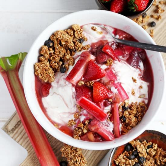 Strawberry Rhubarb Pie Parfait - Recipe photo by thewoodenskillet