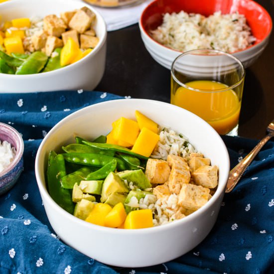 Mango Glazed Tofu with Coconut Rice - Recipe photo by kristinkitchen