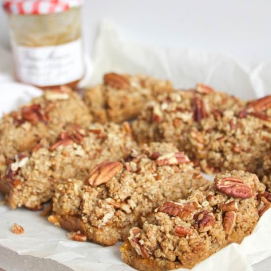 Salted Pecan and Apricot Breakfast Bars - Recipe photo by Nikkis Plate