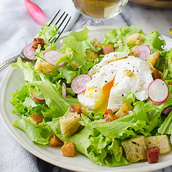 Tangy Frisee Lardons Salad - Recipe photo by garlic and zest