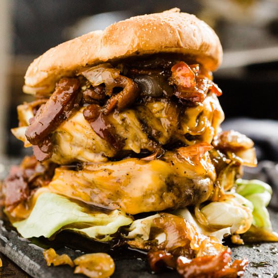 Bacon Whiskey Sauce Burger - Recipe photo by dadwithapan
