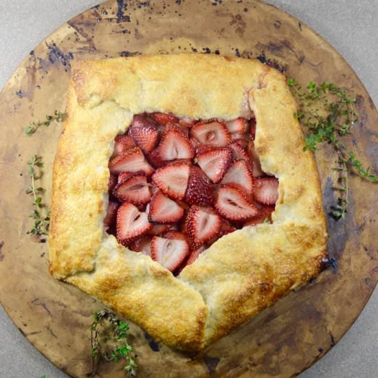 Strawberry Thyme Galette - Recipe photo by The Kitchen Flamingo