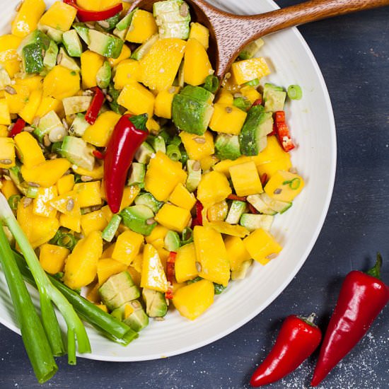 A Rich Spicy Mango-Avocado Salad - Recipe photo by Mychefsapron