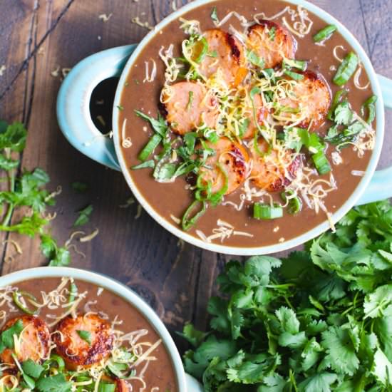 Smokey Black Bean Soup with Sausage - Recipe photo by maebells
