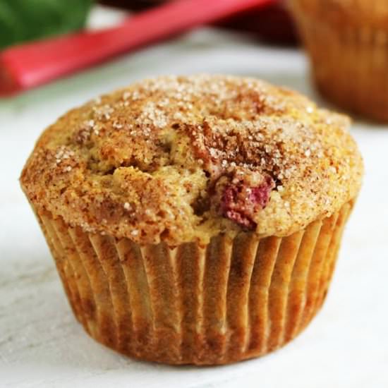 Easy Rhubarb Muffins - Recipe photo by livingwellspendingless