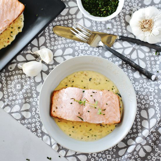 CRISPED BOTTOM SALMON - Recipe photo by FlirtingwithFlavor