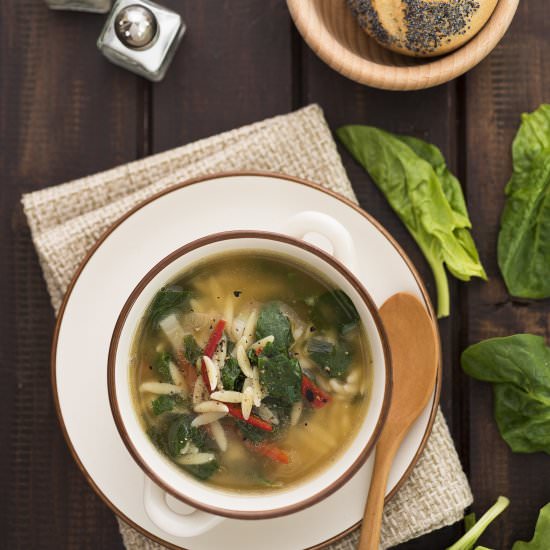 Orzo soup with spinach - Recipe photo by vanillla