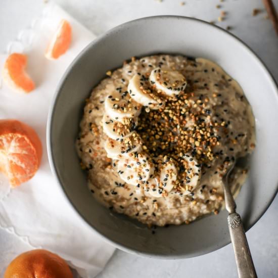 Irish Oats with Tahini & Bee Pollen - Recipe photo by Set the Table