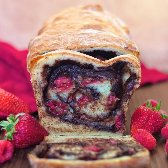 Dark Chocolate Berry Swirl Bread - Recipe photo by KneadingHome