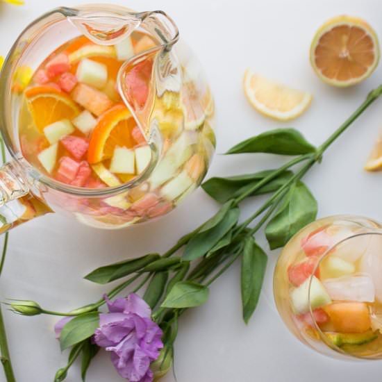 Sparkling Melon & Citrus Sangria - Recipe photo by Our Food Fix