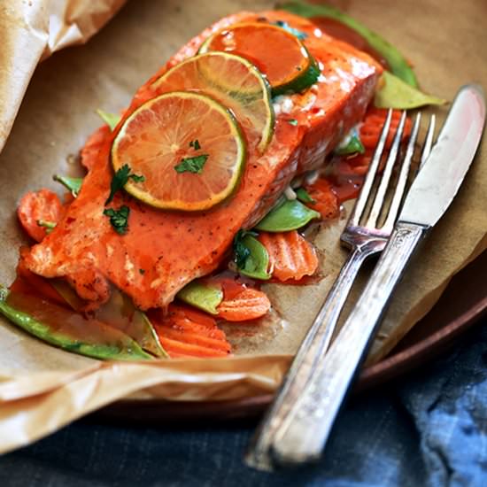 Thai Sweet Chili Glazed Salmon - Recipe photo by Melanie Makes