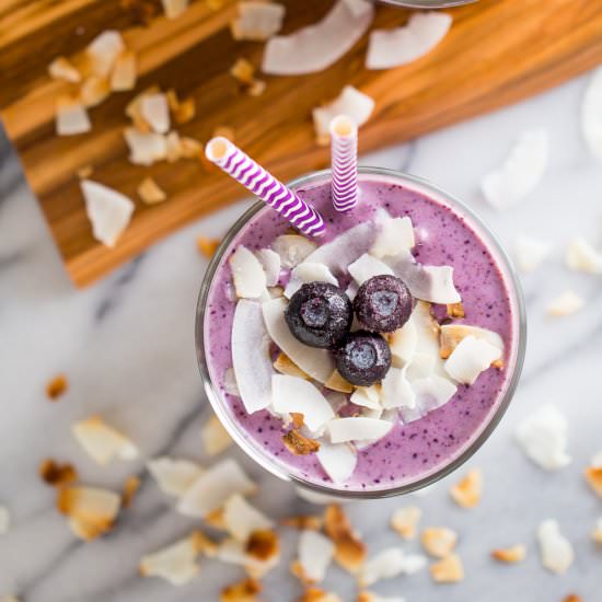 Blueberry Banana Coconut Smoothie - Recipe photo by foxandbriar