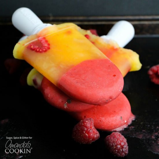 Raspberry Mango Popsicles - Recipe photo by amandascookin