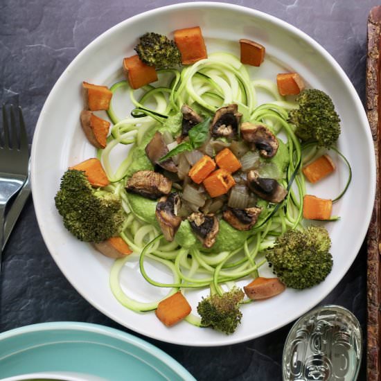 Spring Clean Pesto Zoodles - Recipe photo by HookedOnPlants