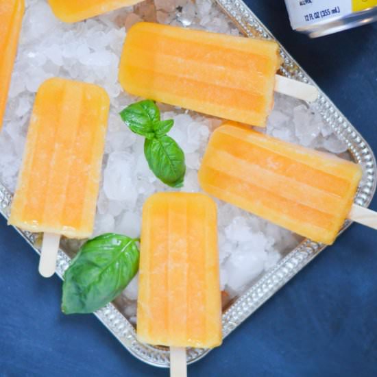 Boozy Limonata Peach-Basil Popsicle - Recipe photo by mymoderncookery