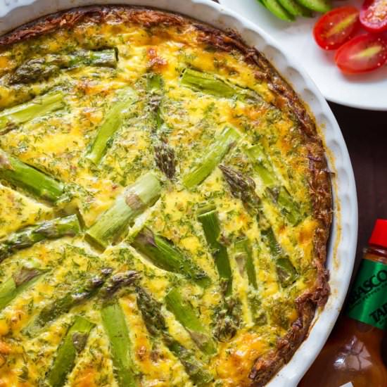 Spicy Sausage Asparagus Quiche - Recipe photo by NatashasKitchen.com