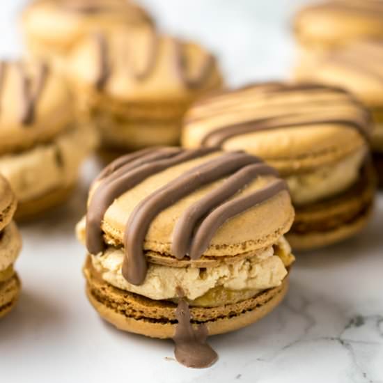 Snickers Macarons - Recipe photo by JoJoNookAndCranny