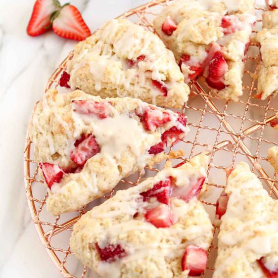 Strawberries & Cream Scones - Recipe photo by katiebirdbakes